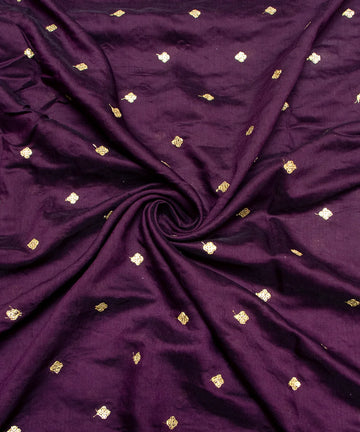 Wine Embroidery Modal Chanderi Fabric